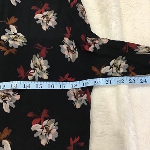 Zara Men Size Med Black Button Up Collard Dress Shirt Floral Hawaii Lightweight - Picture 7 of 10